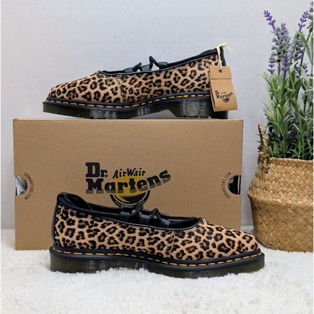 Dr. Martens Elphie II Leopard Spot Hair On Leather Pointed Toe Ballet Flats UK 7 - Picture 8 of 13